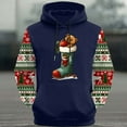 thumbnail image 3 of Plus Size Mens Christmas Hooded Xmas Tree Elk Print Color Block Long Sleeve Sweatshirt with Kangaroo Pocket, 3 of 4