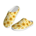 thumbnail image 2 of Fotbe Yellow White Striped Sunflower Pattern Women's Fuzzy Curly Fur Memory Foam Loafer Slippers Indoor Outdoor Slippers Winter Home Shoes-35/36, 2 of 7