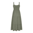 thumbnail image 4 of AherBiu Boho Sundresses for Women Wide Strap Square Neck Sleeveless Tiered Ruffle Flowy Summer Maxi Dresses, 4 of 5