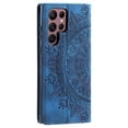 thumbnail image 4 of SaniMore for Samsung Galaxy S23 Ultra Case, PU Leather Embosed Mandala Flower Wallet Protective Phone Cover Card Slots Pocket Purse Women Men Kickstand Vintage Shockproof Anti-fall Shell, Blue, 4 of 8