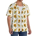 thumbnail image 2 of Fuzoiu Corn Sunflowers Print Men's Casual Short,Men's Short Sleeve Shirt,Mens Casual Button Down Shirts,Cuban Collar Summer Shirt for Beach, Vacation, and Outdoor Activities-Medium, 2 of 5