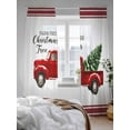 thumbnail image 3 of Christmas Farm Sheer Curtains 108 Inch Long 2 Panels, Truck Xmas Tree Red Strips Light Filtering Rod Pocket Semi Sheer Curtains, Sheer Voile Drapes for Living Room Bedroom, 52"x108", 3 of 5