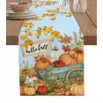 thumbnail image 7 of Orange Fall Pumpkins Table Runner-Cotton Linen- 60 Inch Holiday Dresser Scarves, Autumn Maple Leaves Blue Watercolor Tablerunner for Kitchen Coffee/Dining Bedroom Living Room Dinner Scarf Décor 13x60, 7 of 7