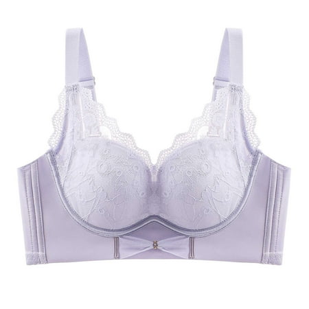 Full Figure Bras for Women Plus Size Lightly Lined Bra Feature V-Neck Demi & Balconette Bra Style W-89 Hook and Eye Closure Bras Purple S