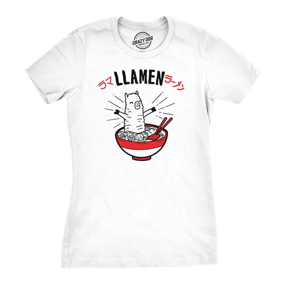 Womens Llamen Funny Ramen T-shirt for Foodie Girls Womens Graphic Tees