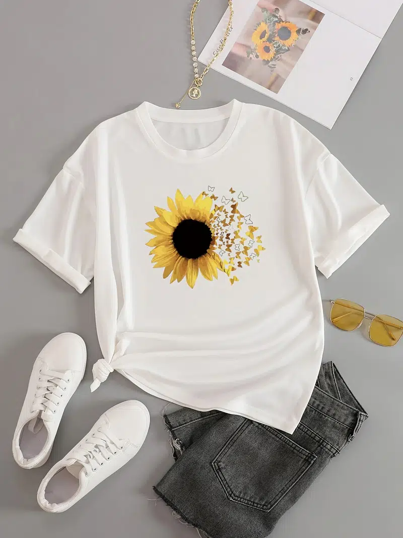 Amazon Camisa Girasoles Mariquitas Con Arco Iris Y Girasoles