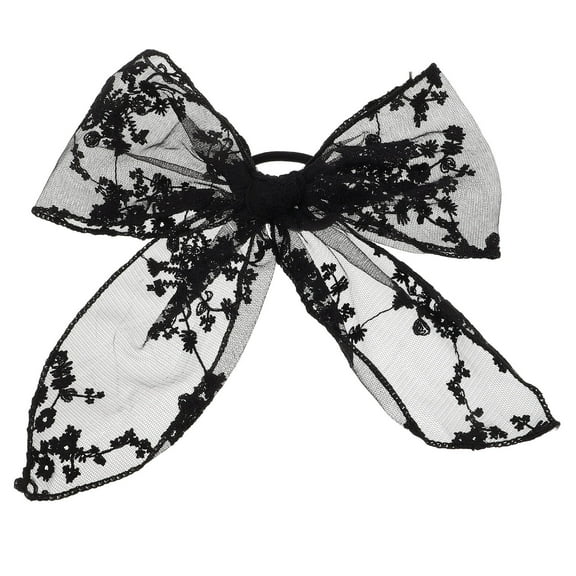 Minkissy Elegant Hair Tie Bow with Embroidery for Weddings Parties and School Events