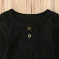 thumbnail image 3 of Newborn Baby Long Sleeve Romper Knitted Rib Casual Button Jumpsuit, 3 of 7