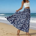 thumbnail image 6 of LWavelet Women Peony Print Tiered Maxi Skirt Elastic Waist With Pockets Boho Summer Long Skirt Dark Blue L, 6 of 6