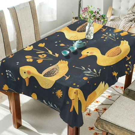 

WOBOGO Yellow Ducks Square Tablecloth 60×108in Polyester Fabric Tablecloth Washable Dust Resistant Wrinkle Resistant