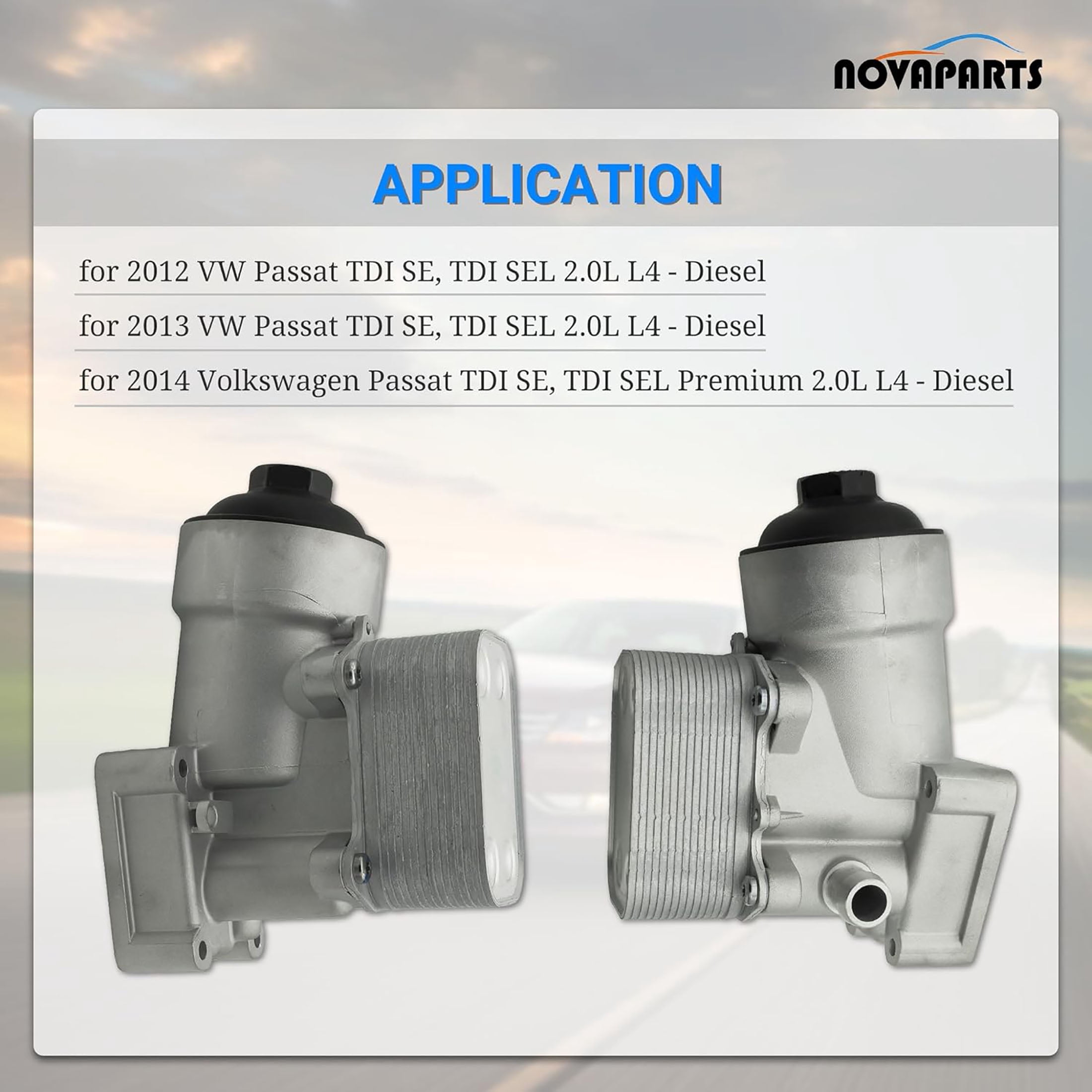 Upgraded Aluminum Oil Cooler Filter Housing Assembly w/Gasket for 2012 2013 2014 Volkswagen VW Passat TDI SE SEL 2.0L Diesel#03L115389B 03L115389H 03L115389C 03L115389G