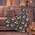 thumbnail image 6 of Pugs with Hearts Presents and Cute Outfits, Cheerful Graphic Style for Dog Lovers, Party Puppy Pattern and Birthday Gift, Cozy Flannel Blanket for Playroom and Bedroom, Home Decor, 6 of 9