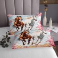thumbnail image 3 of Erosebridal Ensembles de Courtepointe Cheval de Course pour Lit Format Grand, Ensemble de Couvre-Lit Fleurs de Cerisier Roses Grand, Ensemble de Literie Animal de Dessin Animé, Décoration de Chambre en Microfibre, 3 Pcs, 3 of 6