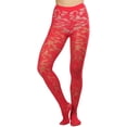 thumbnail image 4 of ToBeInStyle Women's Spandex Sheer Pantyhose w/ Woven Floral Design - Red, 4 of 6
