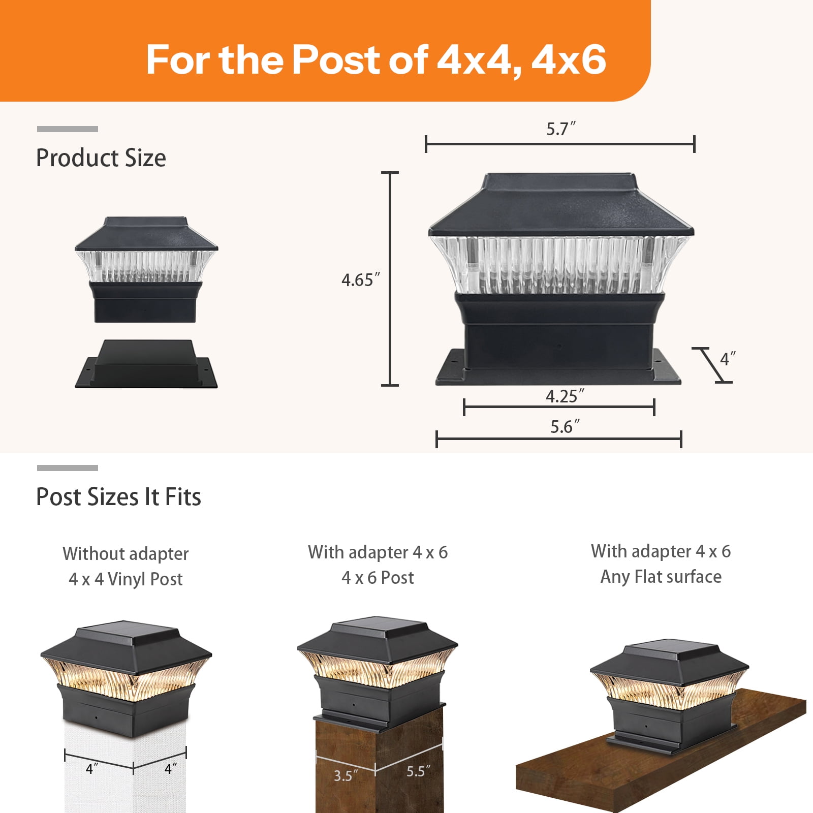 Involux Solar Post Cap Lights Outdoor, Waterproof LED Deck Fence Post Light for 4x4 Vinyl Post and Wooden Flat Surface 25 Lumen 3000K Warm White Garden Patio Decoration Light, Black 8 Pack IL0108-08