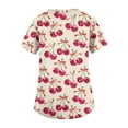 thumbnail image 5 of Valentine Scrub Top for Women Plus Size Hoilday V Neck Cute Valentine Love Printed Scrubs Loose Short Sleeve Scrub Shirts Nursing Workwear Medical Nurse Uniform with Pockets Beige S, 5 of 5