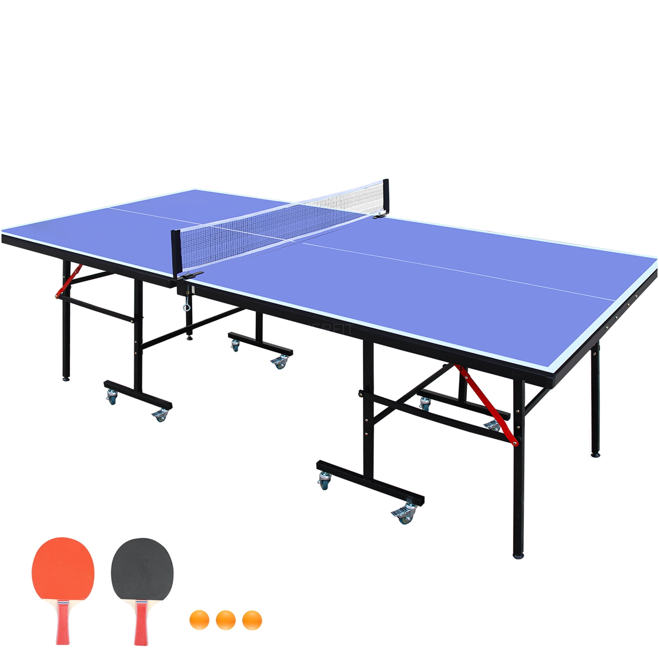 JERFIT 8ft Foldable Indoor Ping Pong Table Set with Net, Paddles & Balls, Professional MDF Top for Home Games