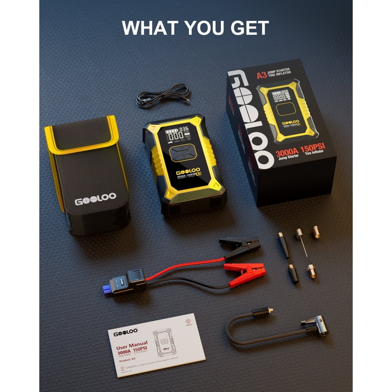 Gooloo A3 Car Jump Starter with Air Compressor, 3000A photo 3