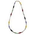 thumbnail image 4 of PalmBeach Jewelry Multicolor Jade Beaded and Barrel Shaped Link Necklace in 14k Yellow Gold 18", 4 of 7