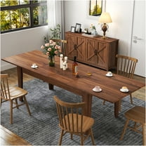 JERFIT 106.3 Inch Large Walnut Expandable Dining Table for Kitchen, Space Saving Extendable Design with Wood Grain Finish