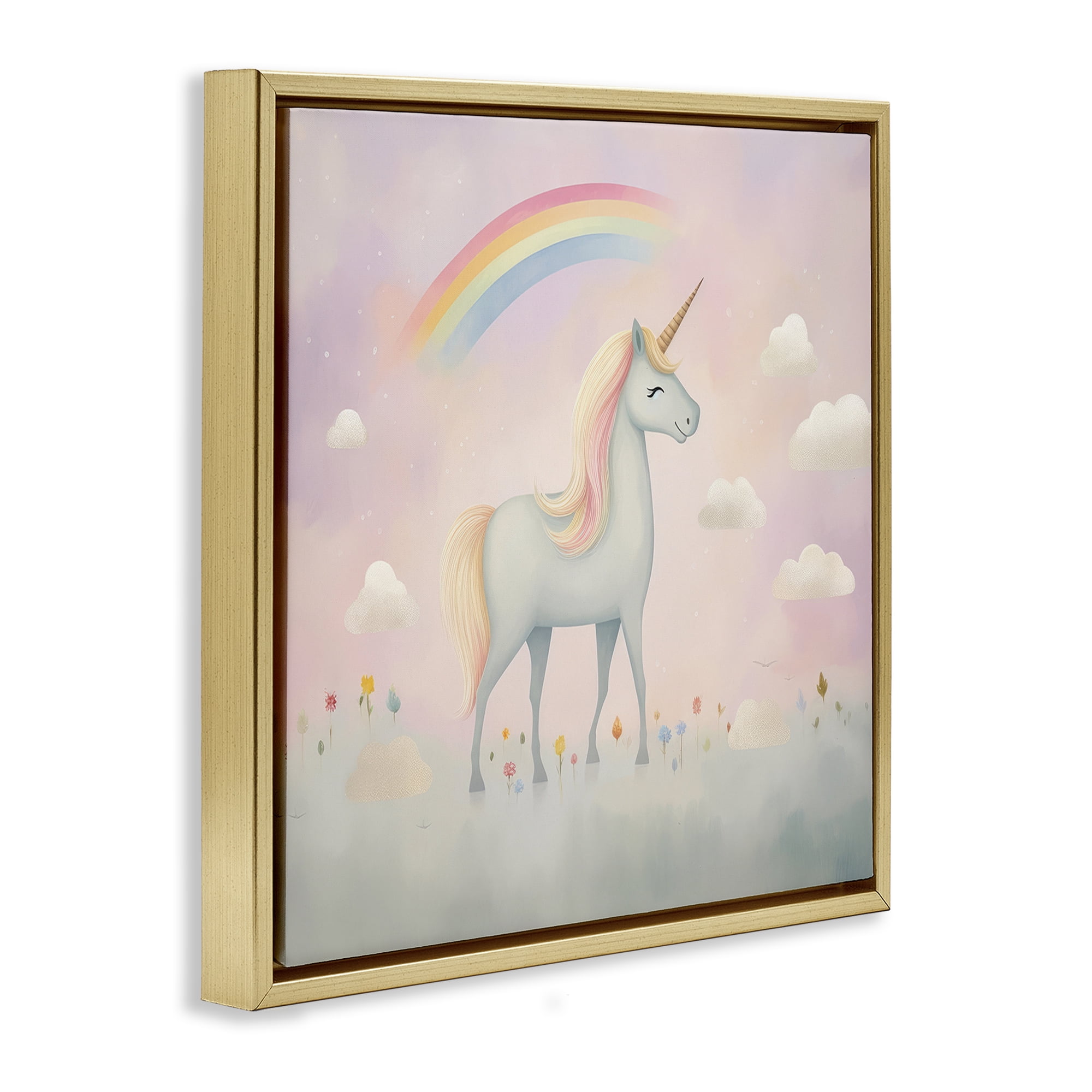 Stupell Industries Mystical Unicorn Dreams in Pastel Gold Framed Floater Canvas Wall Art, design by Lazar Studio