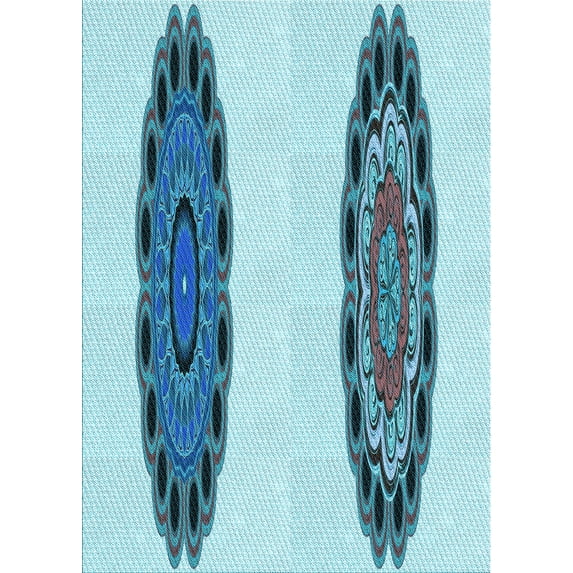Ahgly Company Indoor Rectangle Patterned Glacial Blue Ice Blue Area Rugs, 2' x 3'