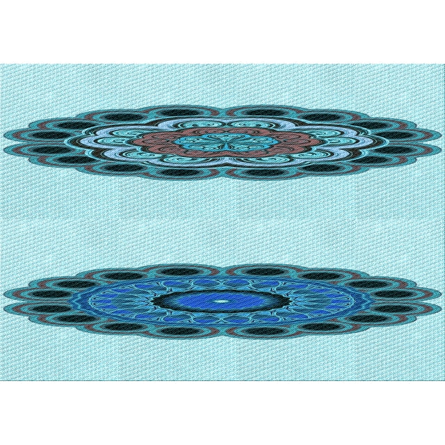 Ahgly Company Machine Washable Indoor Rectangle Transitional Glacial Blue Ice Blue Area Rugs, 3' x 5'