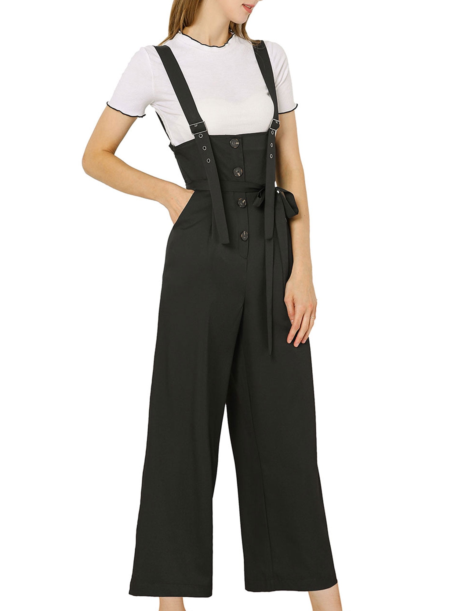 high waisted wide leg overalls