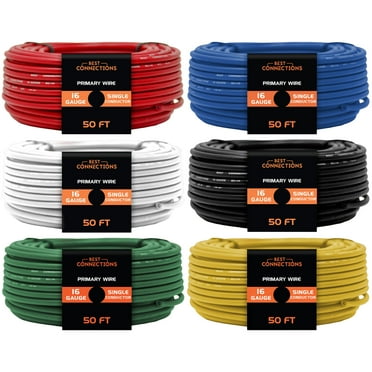 Best Connections 16 Gauge Automotive Primary Wire, 6-Pack, 50ft