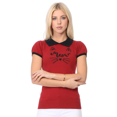 thumbnail image 5 of YEMAK Women's Meow Cat Contrast Collar Short Sleeve Pullover Sweater MK3591MEOW-RED/BLACK-M, 5 of 6
