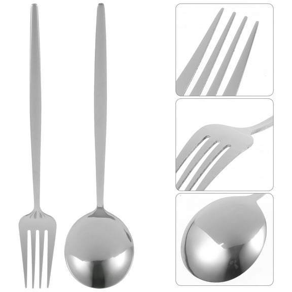 UPOUART 1 Set Fork and Spoon Dining Utensils Comfortable Grip Simple Classic Modern Design Kitchen Flatware
