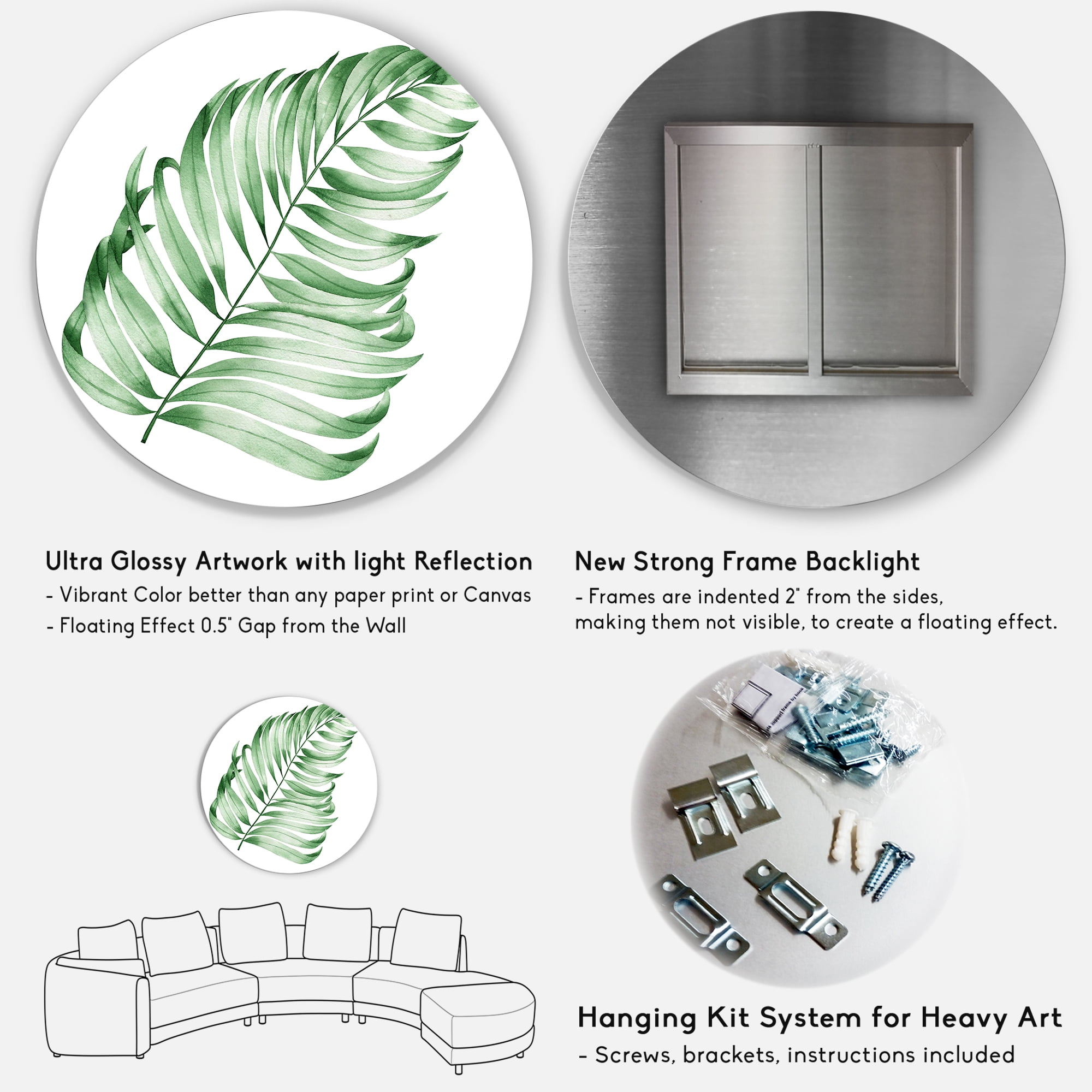 Designart 'Close Up Of Tropical Leaf Of Monstera II' Farmhouse Circle Metal Wall Art 29x29 - Disc of 29