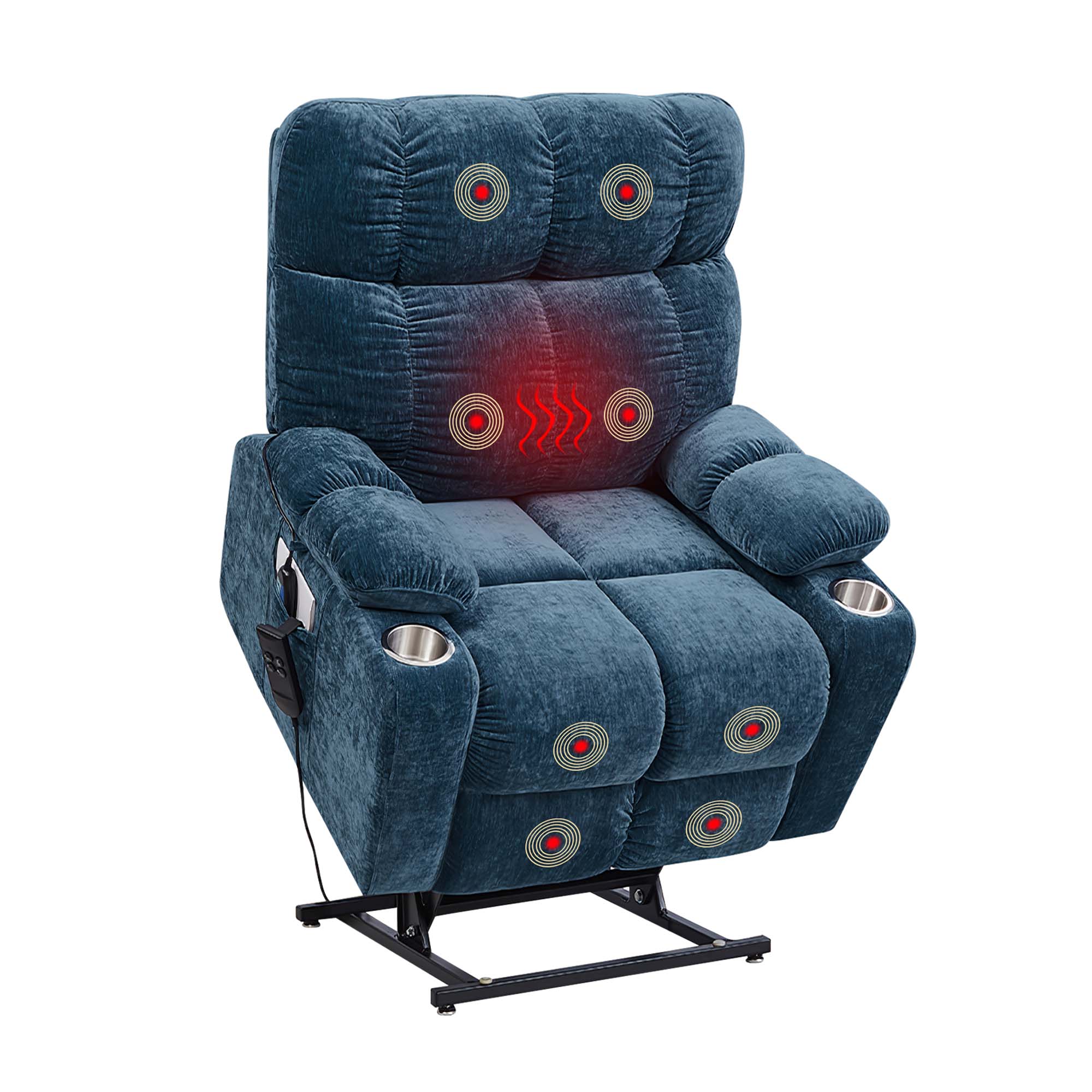 Aukfa Massage Recliner Electric Chair with Heat, Power Lift Chair for Elderly, Blue