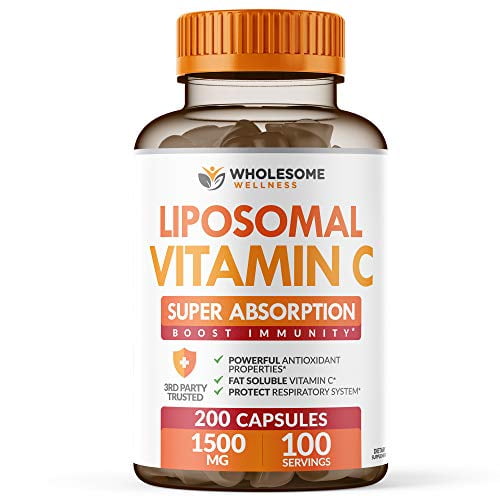 Liposomal Vitamin C Capsules (200 Pills 1500mg Buffered) High