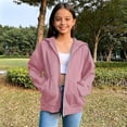 thumbnail image 2 of Girls Boys Oversized Hoodies Full Zip Hooded Sweatshirt Soft Fleece Lining Jacket Lightweight Warm Outerwear Fall Winter Coat, 2 of 7