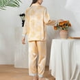 thumbnail image 3 of FAIWAD Womens Satin Pajamas Set Long Sleeve Lapel Button Shirt and Elastic Waist Pants Soft Sleepwear Sets, 3 of 4