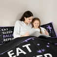 thumbnail image 5 of jejeloiu Girly Ballerina Queen Comforter Set,Ballet Dancer Bedding Sets,Purple Bling Heart Bedding Comforter Set For Teens,Luxury Bedroom Decor Reversible,3 Pieces, 5 of 8