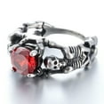 thumbnail image 4 of ZMY Home Stainless Steel Skull Ring with Dual Skeletons and Red Gemstone (12), 4 of 5