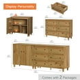 thumbnail image 3 of WAMPAT Wood Dresser with 6 Drawers and 1 Cabinet for Bedroom, Modern Chest of Drawer, 83" Wide, Oak Brown Wood Finish, 3 of 8