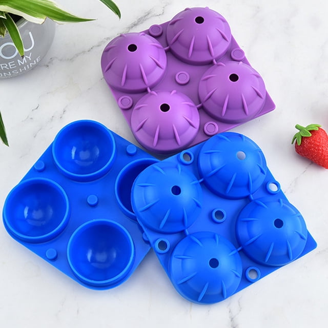 Paokuoon Ice Tray Reusable 4 Cavity Ice Cube Silicone Mold Food Grade Ice Ball Making Tray with Lid