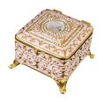 thumbnail image 4 of EHJRE Square Jewelry Box Small Trinket Box High End European Small Metal Decorative Jewelry Box Keepsake Gift Box Case for Necklace Gold White, 4 of 9