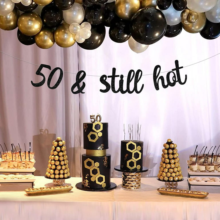 Black 50th Birthday Party Decoration, Glitter 50 & Still Hot ...