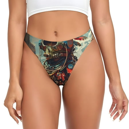 Rateoe Tribal Futuristic Warrior Pattern Seamless Women Underwear Thongs No Show Ladies Thong No Line Breathable Comfortable Panties Undies for Women-Large