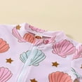 thumbnail image 4 of Baby Girls Romper Swimwear Long Sleeve Floral/Shell Print Bathing Suit with Hat, 4 of 7