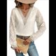 thumbnail image 2 of Blusas Elegantes e Informales con Cuello en V para Mujer, Blusas de Encaje de Larga, Blusas Tipo Túnica de Jacquard A para Otoño. Albaricoque L, 2 of 9