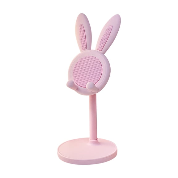 Cell Phone Stand For Desk, Cute Adjustable Phone Stand With Anti Slip Pad, Bunny Ears Designed Holder For All Mobile Phones Tablets, Office Home Desktop Accessories Pink