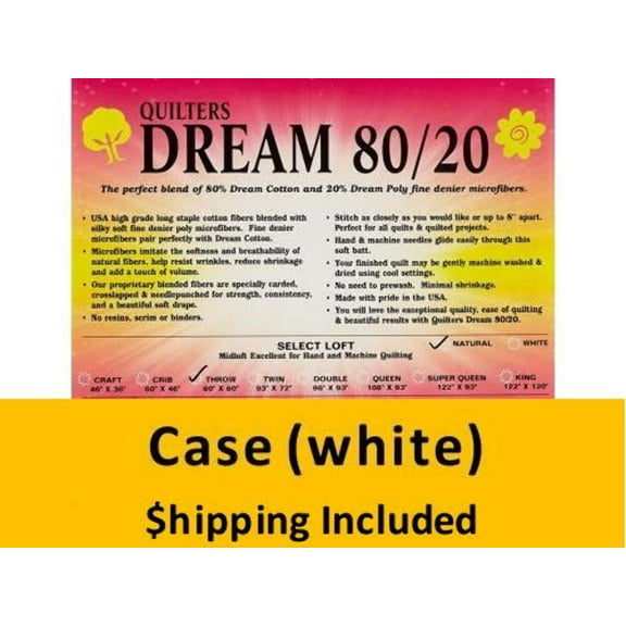 EWQ Dream 80/20 White Select Batting (Case(6) Queen 93 in x 108 in) shipping included*