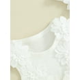 thumbnail image 6 of vera natura Infant Baby Girl Summer Jumpsuit Sleeveless Tulle Patchwork Lace Floral Romper with Headband, 6 of 9