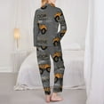 thumbnail image 5 of Kll Construction Machines Print Women'S Long Sleeve Pajamas With Pants Sleepwear Loungewear 2 Set-Small, 5 of 9