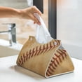thumbnail image 5 of Goofa Vintage Baseball Pattern Triangle Square Tissue Box Cover, Modern PVC Leathe Facial Paper Holder,Decorative Holder/Organizer for Bathroom Vanity Countertop, 5 of 9